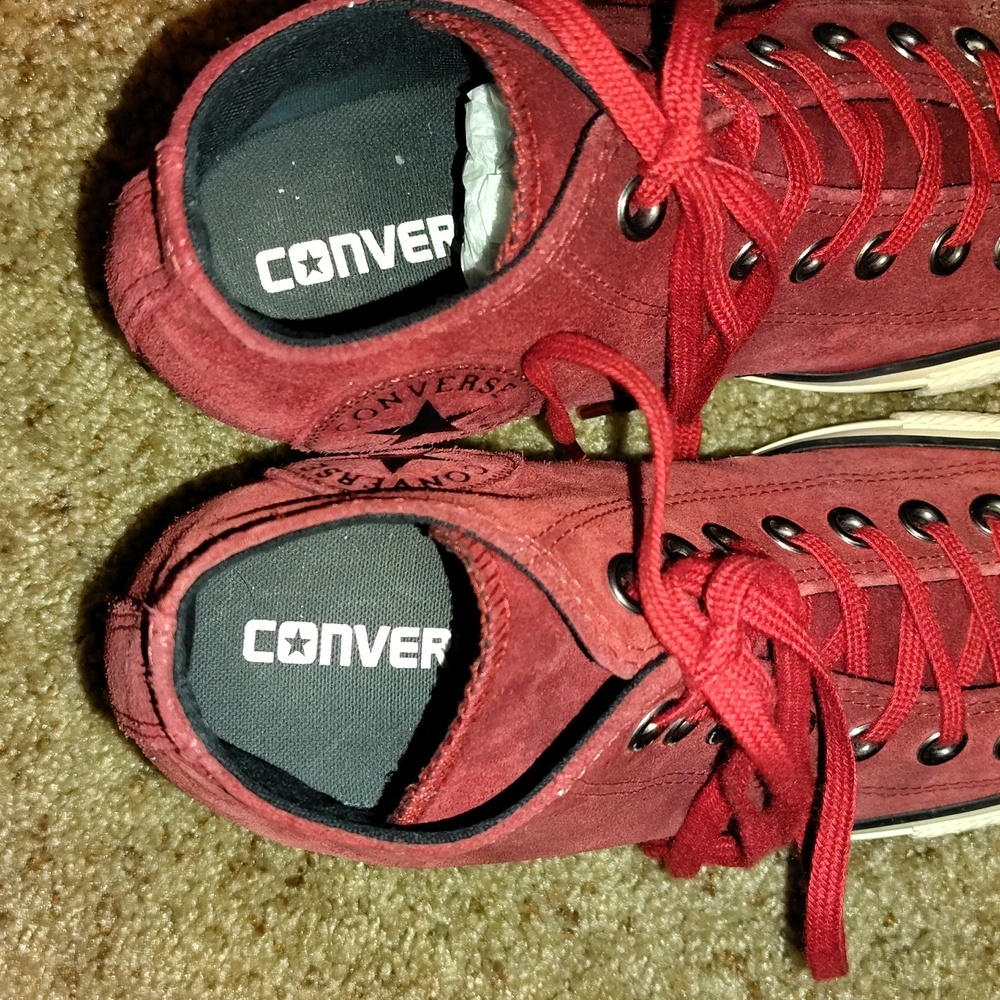 Converse Womens Burgundy Dahlia Red Suede Lux Hidden Wedge Sneaker Sz 8 - Picture 4 of 9